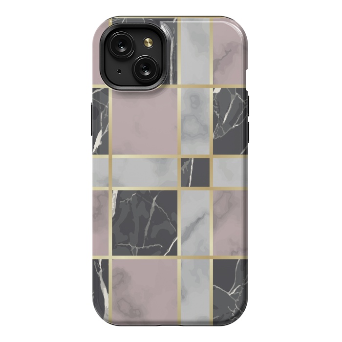 iPhone 15 Plus StrongFit Marble Repeat Marbling Surface with Gold by ArtsCase