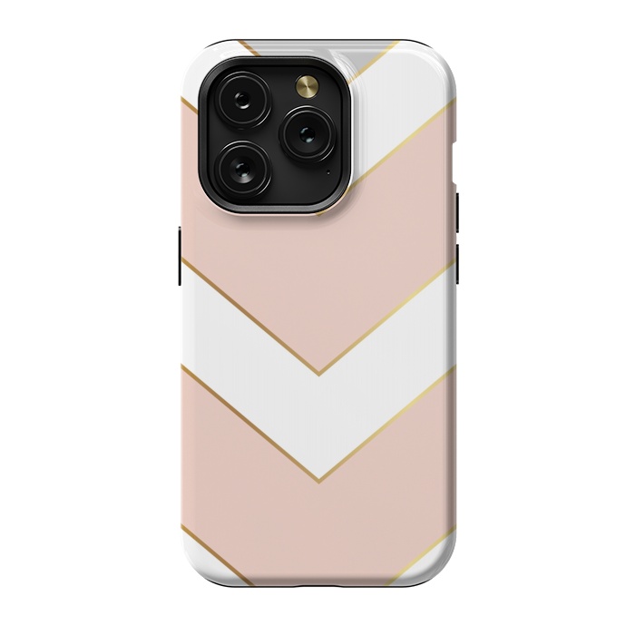 iPhone 15 Pro StrongFit Marble with Geometric Design Golden I by ArtsCase