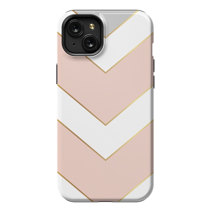 iPhone 15 Plus StrongFit Marble with Geometric Design Golden I by ArtsCase