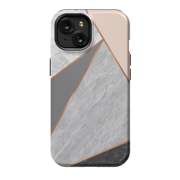 iPhone 15 StrongFit Modern Geometric Minimalist with Marble Texture by ArtsCase