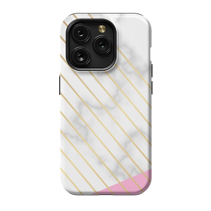 iPhone 15 Pro StrongFit Modern Marble Design Pink and Gray by ArtsCase