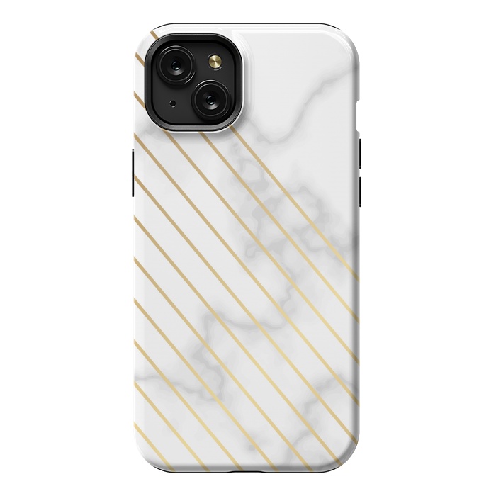 iPhone 15 Plus StrongFit Modern Marble Design Pink and Gray by ArtsCase