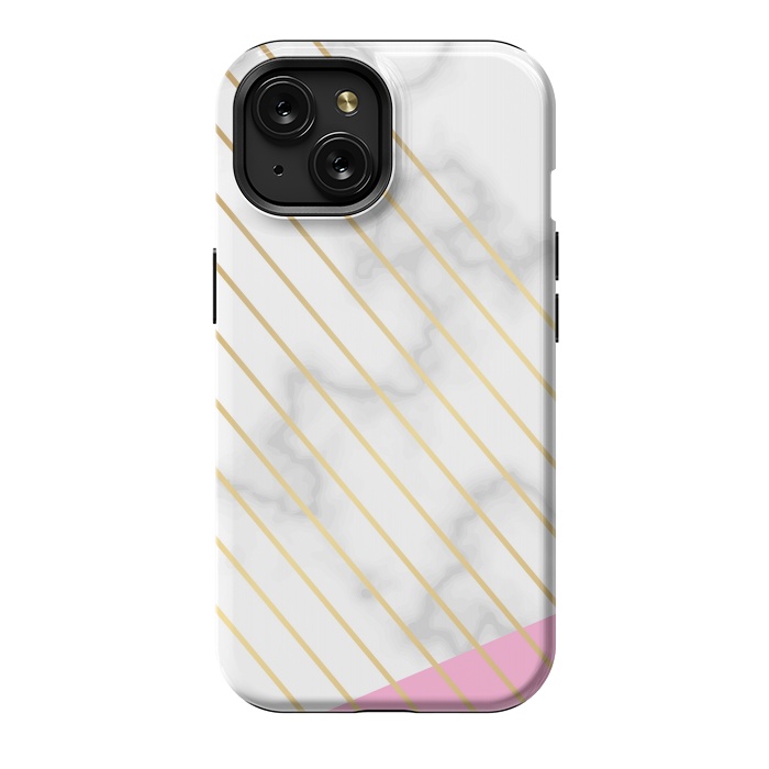 iPhone 15 StrongFit Modern Marble Design Pink and Gray by ArtsCase