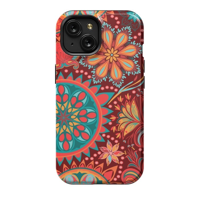 iPhone 15 StrongFit Paisley Vintage Floral Motif Ethnic Seamless Background by ArtsCase