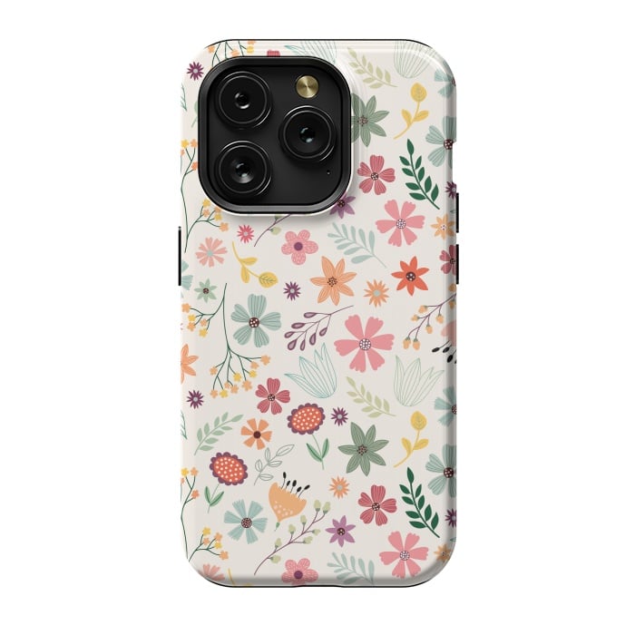 iPhone 15 Pro StrongFit Pretty Flowers Pattern Design XIII by ArtsCase