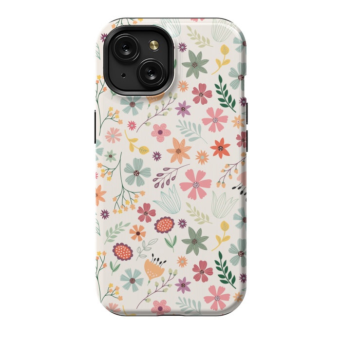 iPhone 15 StrongFit Pretty Flowers Pattern Design XIII by ArtsCase