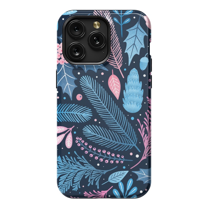 iPhone 15 Pro Max StrongFit Seamless Christmas Pattern with Winter Plants. by ArtsCase