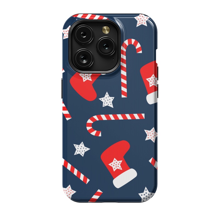 iPhone 15 Pro StrongFit Seamless Christmas Pattern with Xmas Socks by ArtsCase