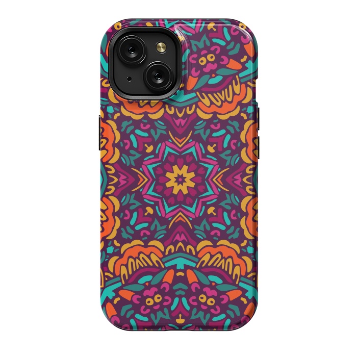 iPhone 15 StrongFit Tiled Floral Doodle Design by ArtsCase
