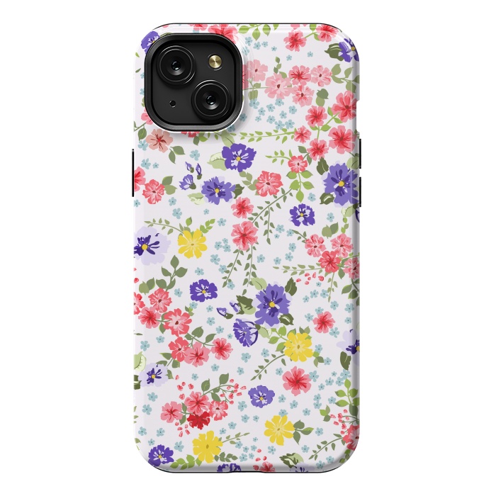 iPhone 15 Plus StrongFit Simple Cute Pattern in Small-Scale Flowers by ArtsCase