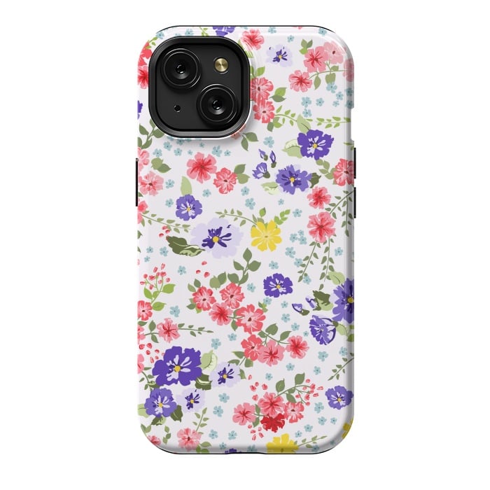 iPhone 15 StrongFit Simple Cute Pattern in Small-Scale Flowers by ArtsCase