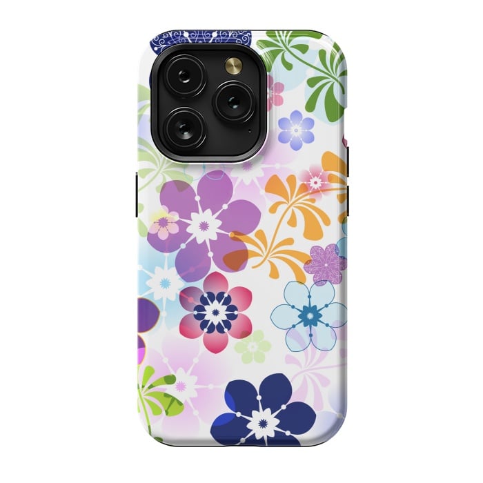 iPhone 15 Pro StrongFit Spring Colorful Seamless Floral Pattern with Transparent Flowers I by ArtsCase