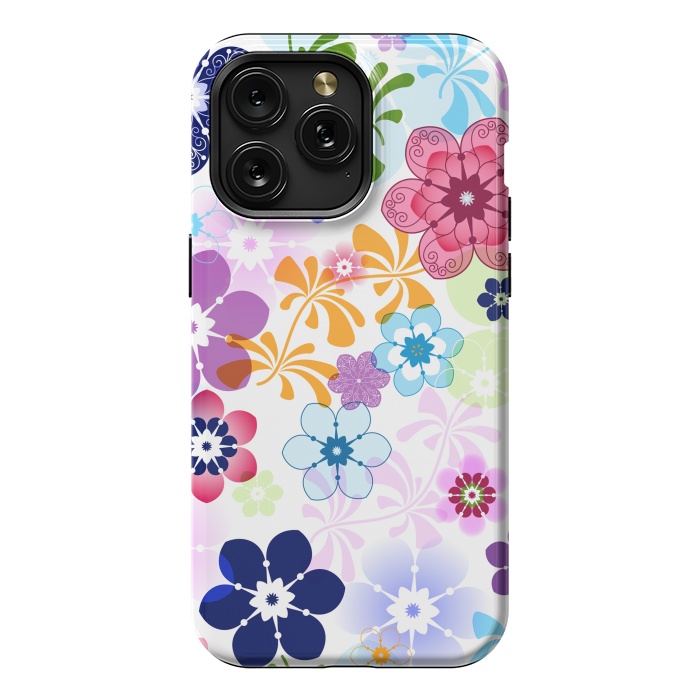 iPhone 15 Pro Max StrongFit Spring Colorful Seamless Floral Pattern with Transparent Flowers I by ArtsCase