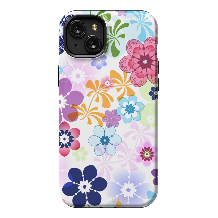 iPhone 15 Plus StrongFit Spring Colorful Seamless Floral Pattern with Transparent Flowers I by ArtsCase