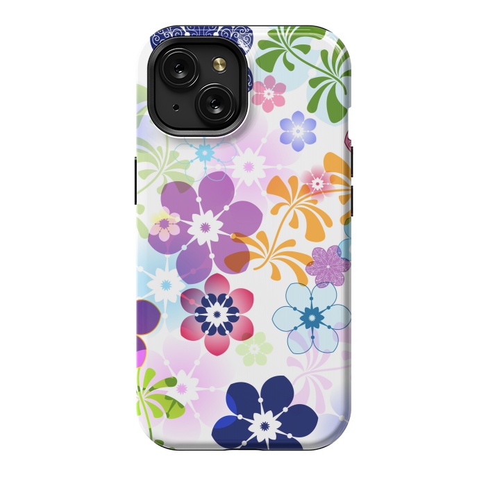 iPhone 15 StrongFit Spring Colorful Seamless Floral Pattern with Transparent Flowers I by ArtsCase