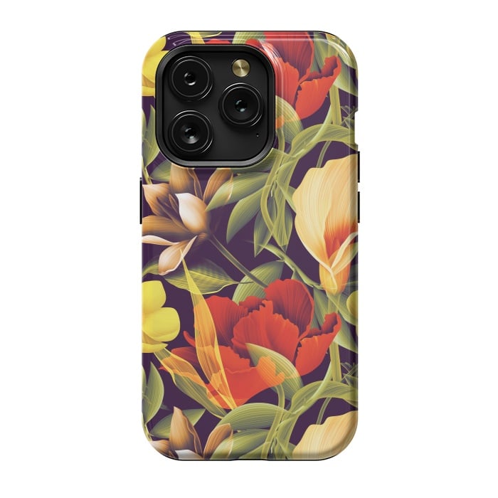 iPhone 15 Pro StrongFit Seamless Tropical Flower Plant and Leaf Pattern by ArtsCase