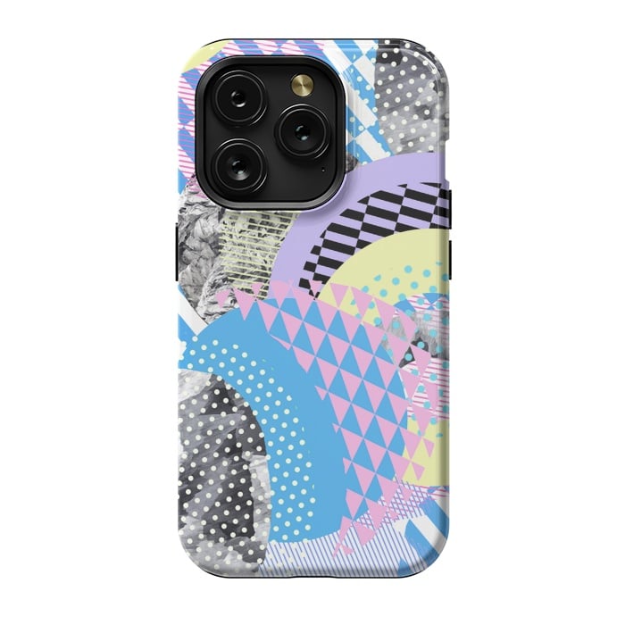 iPhone 15 Pro StrongFit Multicoloured playful pop-art collage by Oana 
