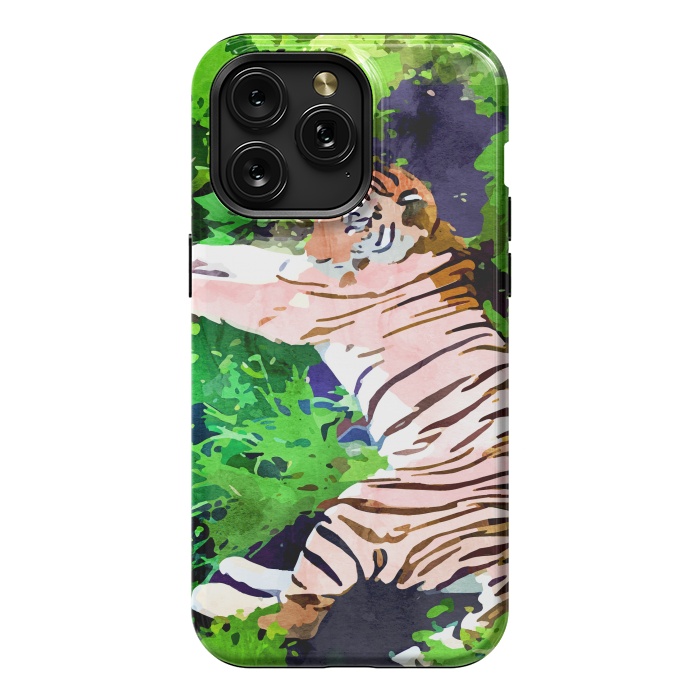 iPhone 15 Pro Max StrongFit Blush Tiger by Uma Prabhakar Gokhale