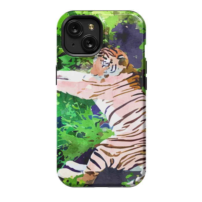 iPhone 15 StrongFit Blush Tiger by Uma Prabhakar Gokhale