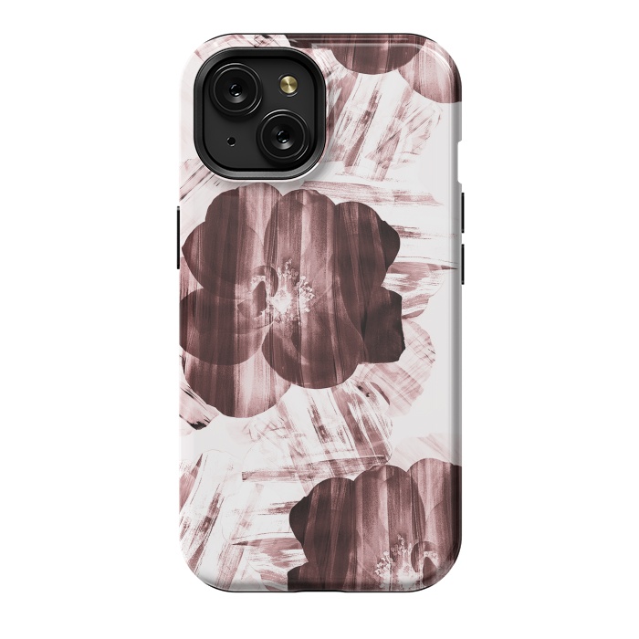 iPhone 15 StrongFit Brushed dark pink rose petals by Oana 