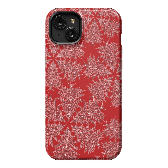 iPhone 15 Plus StrongFit Holiday Mandalas (Red/White) by Lotti Brown
