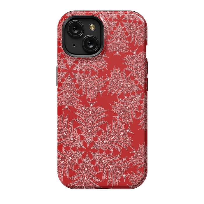 iPhone 15 StrongFit Holiday Mandalas (Red/White) by Lotti Brown