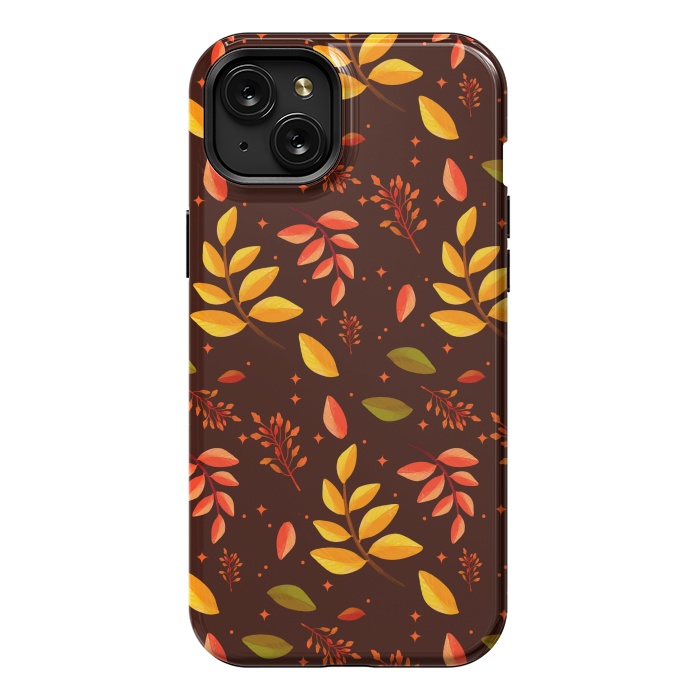 iPhone 15 Plus StrongFit AUTUMN LEAVES PATTERN by MALLIKA