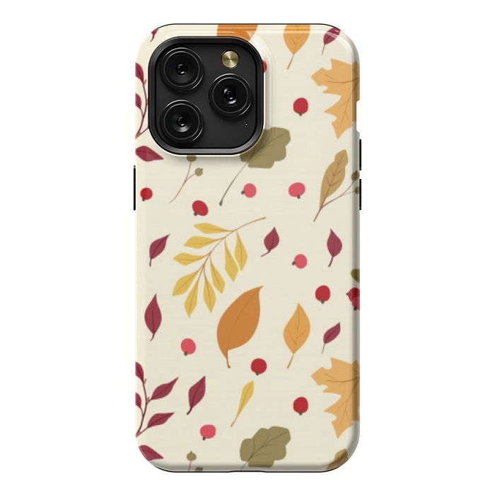 iPhone 15 Pro Max StrongFit subtle autumn leaves pattern by MALLIKA
