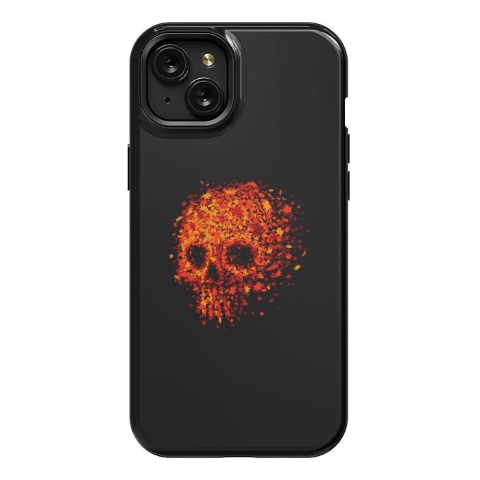 iPhone 15 Plus StrongFit Autumn Skull - Fall Leaves by Vó Maria