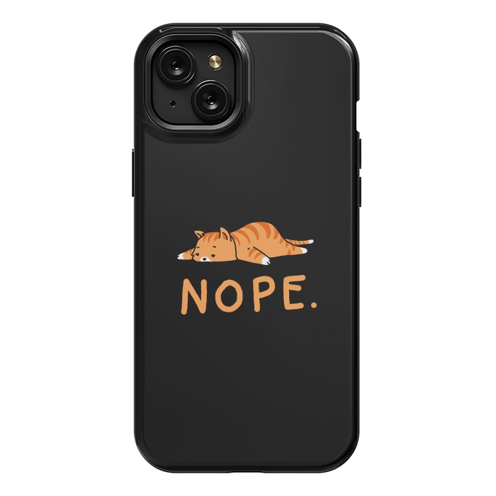 iPhone 15 Plus StrongFit Nope Lazy Cat Caramel  by Vó Maria