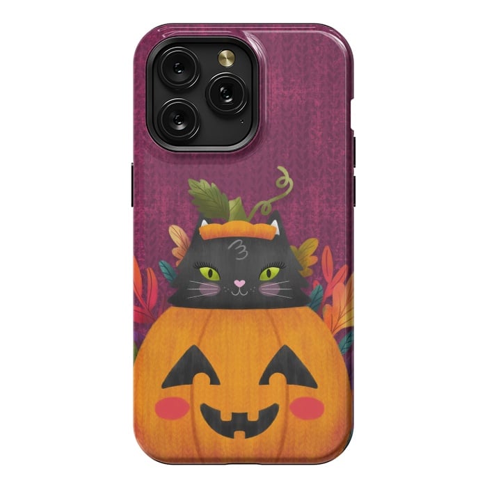 iPhone 15 Pro Max StrongFit Pumpkin Kitty Peekaboo by Noonday Design