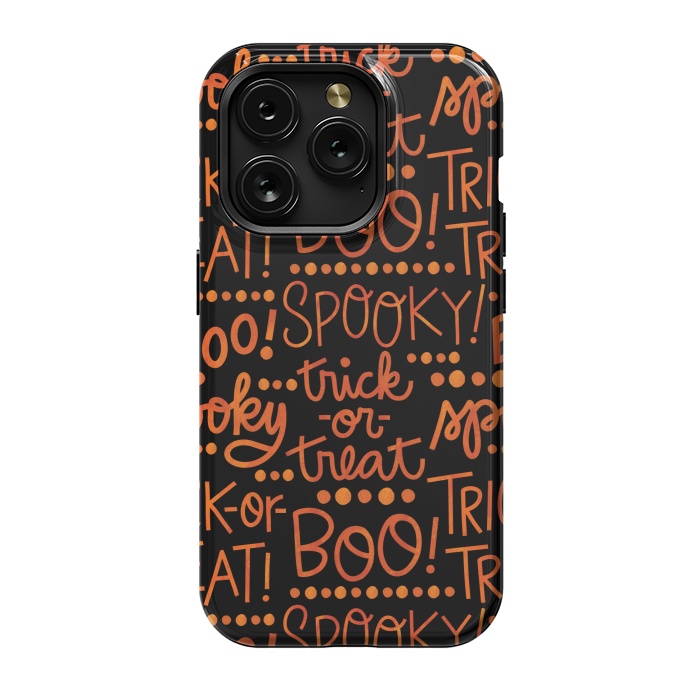 iPhone 15 Pro StrongFit Spooky Halloween Lettering by Noonday Design