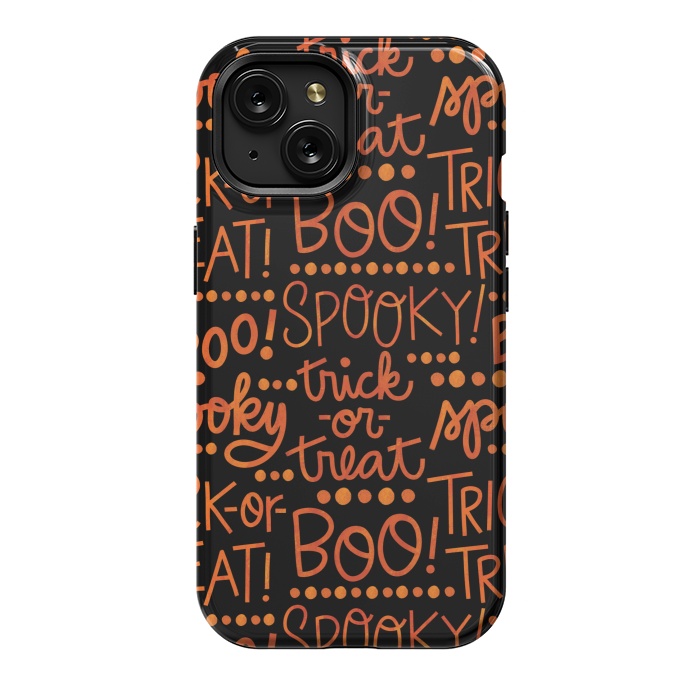 iPhone 15 StrongFit Spooky Halloween Lettering by Noonday Design