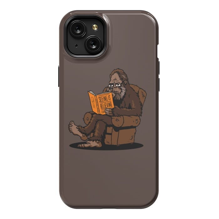 iPhone 15 Plus StrongFit BigFoot Reading Book - Seeing is Believing by Vó Maria