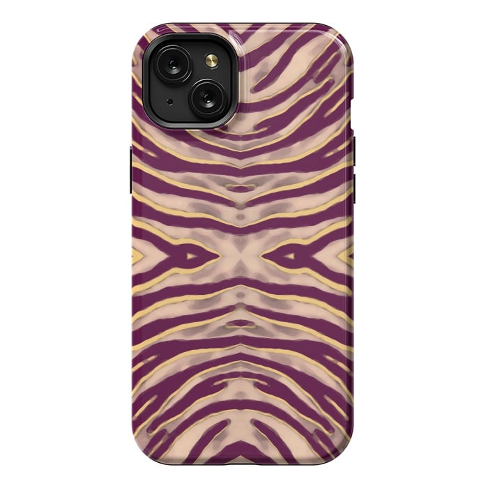 iPhone 15 Plus StrongFit Tan brown tiger stripes print by Oana 