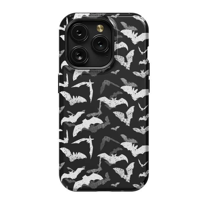 iPhone 15 Pro StrongFit Splattered flying bats Halloween pattern by Oana 