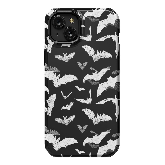 iPhone 15 Plus StrongFit Splattered flying bats Halloween pattern by Oana 