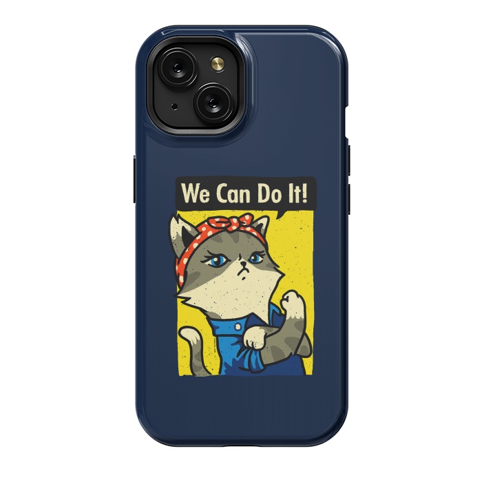 iPhone 15 StrongFit Purrsist Cat We Can Do It by Vó Maria