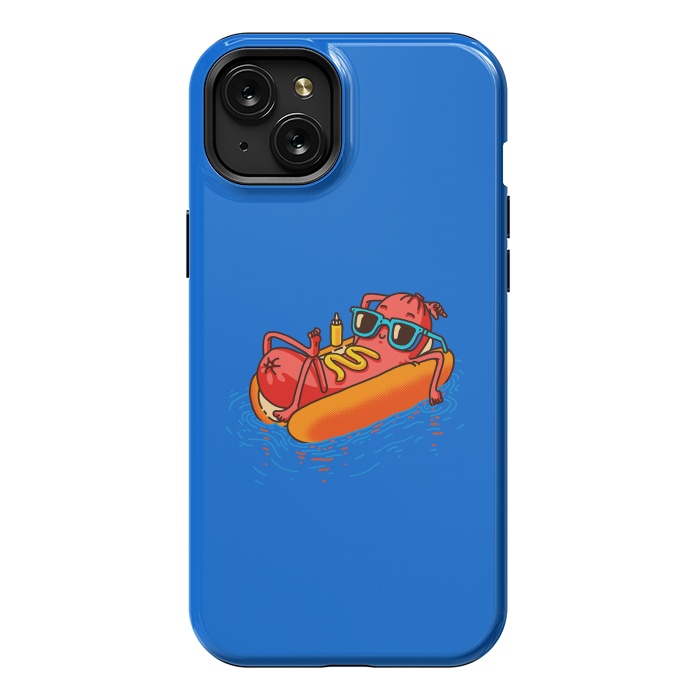 iPhone 15 Plus StrongFit Hot Dog Summer Vacation Swimming Pool by Vó Maria