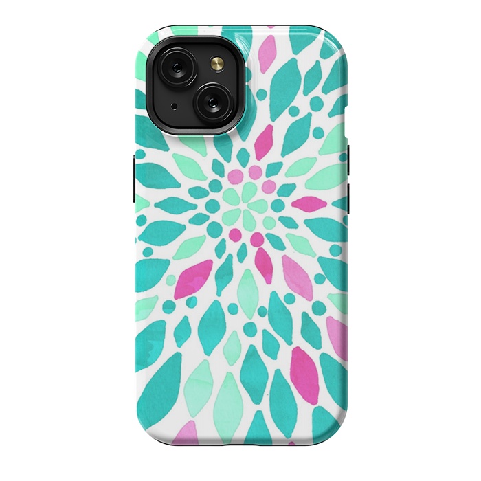 iPhone 15 StrongFit Radiant Dahlia - Pink & Teal by Tangerine-Tane