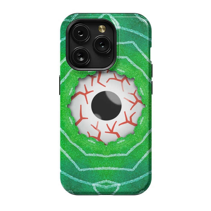 iPhone 15 Pro StrongFit Creepy Eye Staring Through A Green Hole by Boriana Giormova