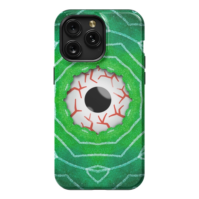 iPhone 15 Pro Max StrongFit Creepy Eye Staring Through A Green Hole by Boriana Giormova