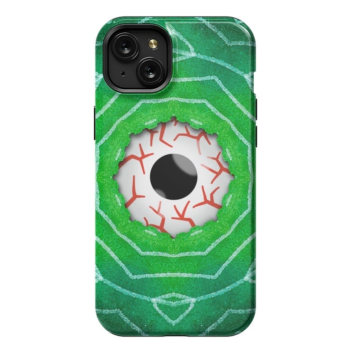 iPhone 15 Plus StrongFit Creepy Eye Staring Through A Green Hole by Boriana Giormova