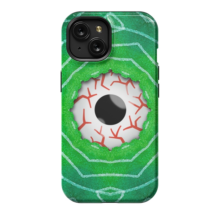 iPhone 15 StrongFit Creepy Eye Staring Through A Green Hole by Boriana Giormova