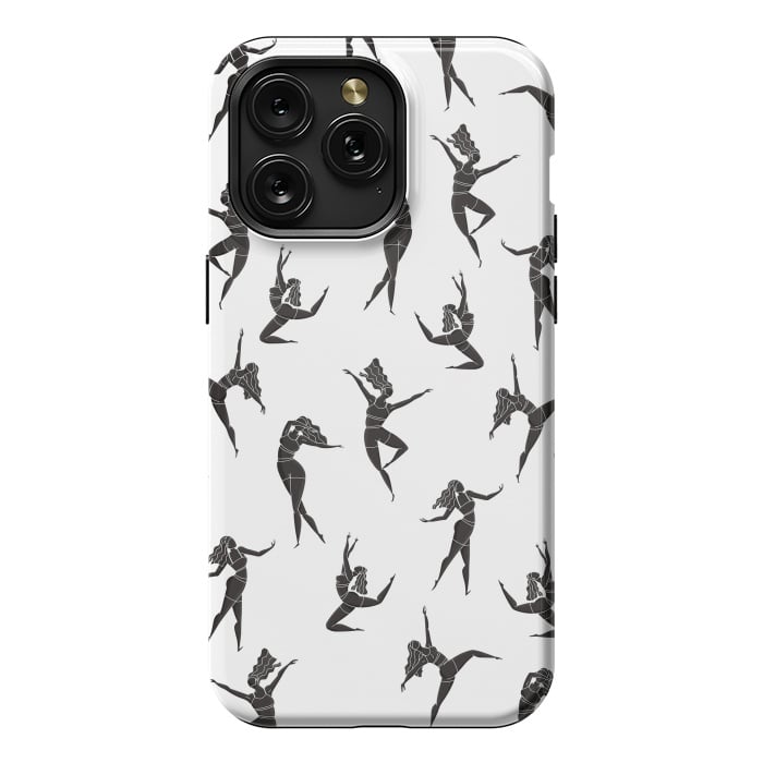 iPhone 15 Pro Max StrongFit Dance Girl Pattern Black and White by Jelena Obradovic