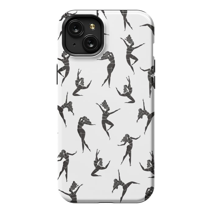 iPhone 15 Plus StrongFit Dance Girl Pattern Black and White by Jelena Obradovic