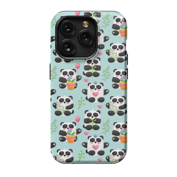 iPhone 15 Pro StrongFit Chubby Playful Pandas by Noonday Design