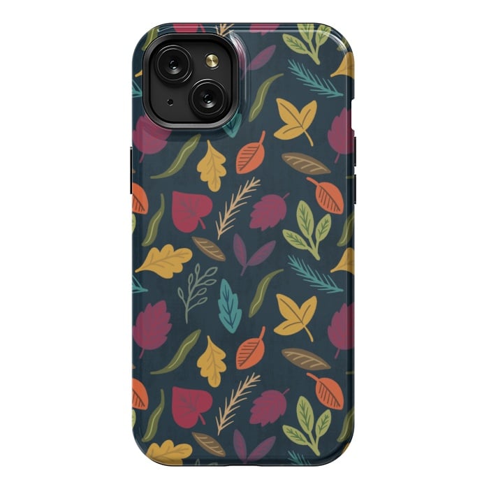iPhone 15 Plus StrongFit Bold and Colorful Fall Leaves by Noonday Design