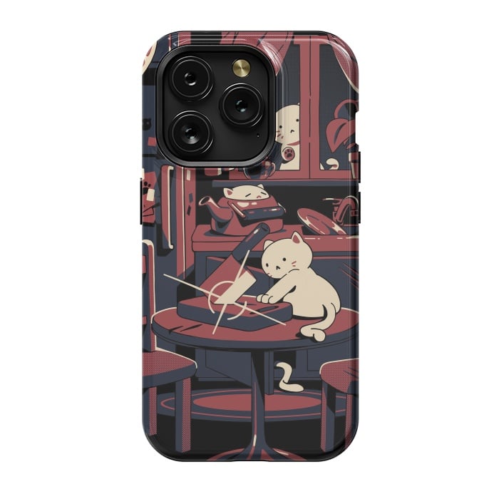 iPhone 15 Pro StrongFit Haunted by cats by Ilustrata