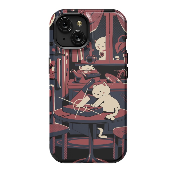 iPhone 15 StrongFit Haunted by cats by Ilustrata